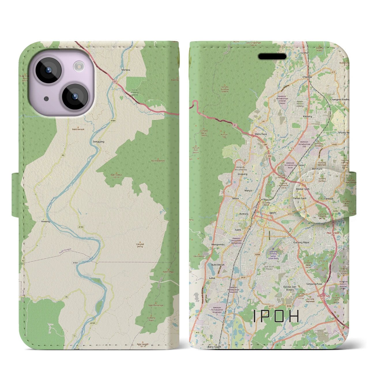 【イポー（マレーシア）】地図柄iPhoneケース（手帳タイプ）