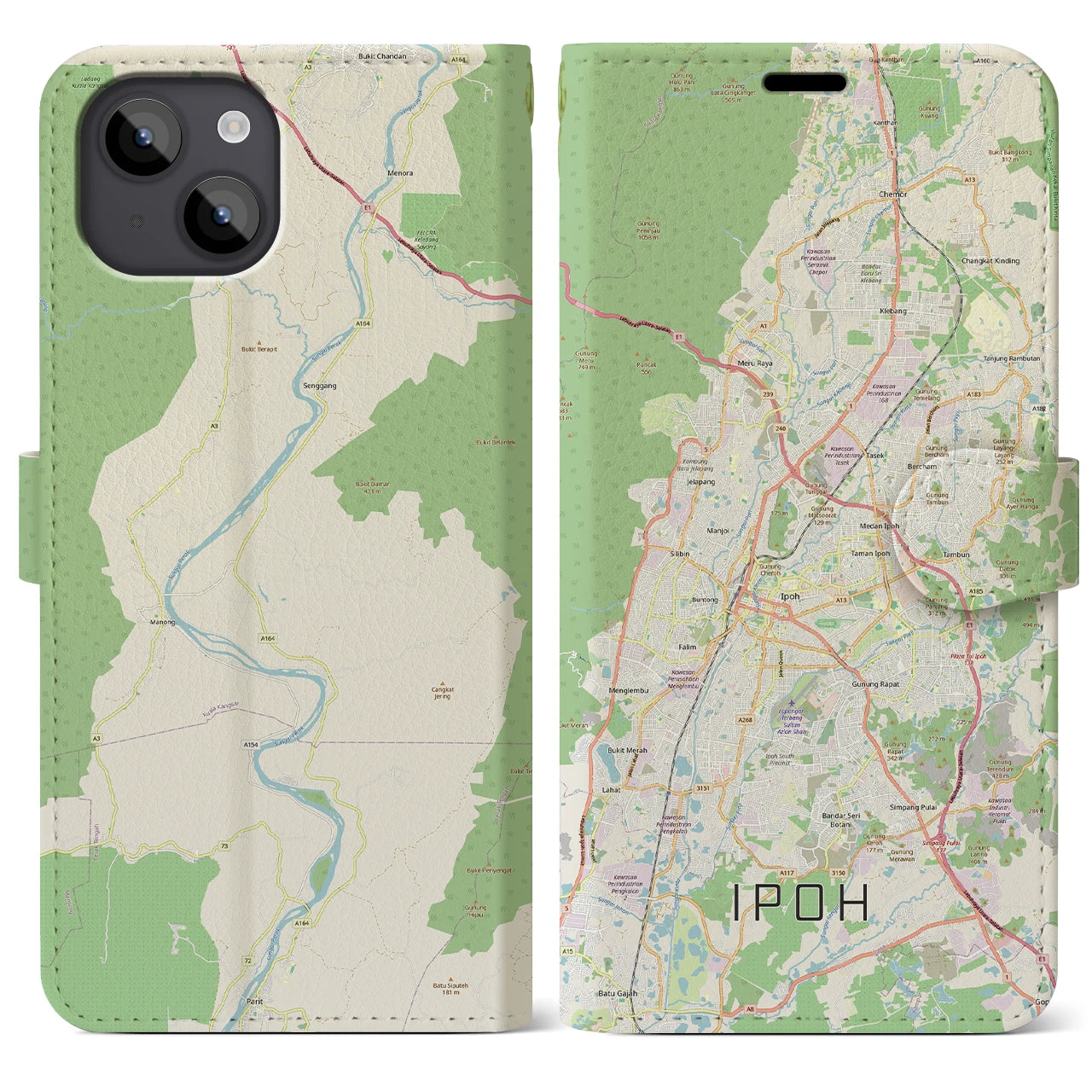 【イポー（マレーシア）】地図柄iPhoneケース（手帳タイプ）