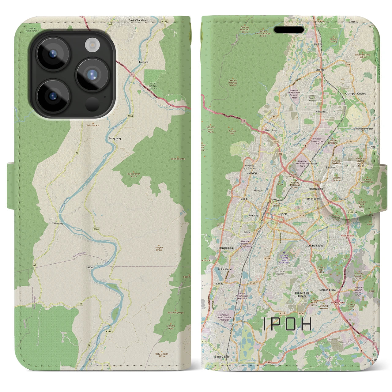 【イポー（マレーシア）】地図柄iPhoneケース（手帳タイプ）