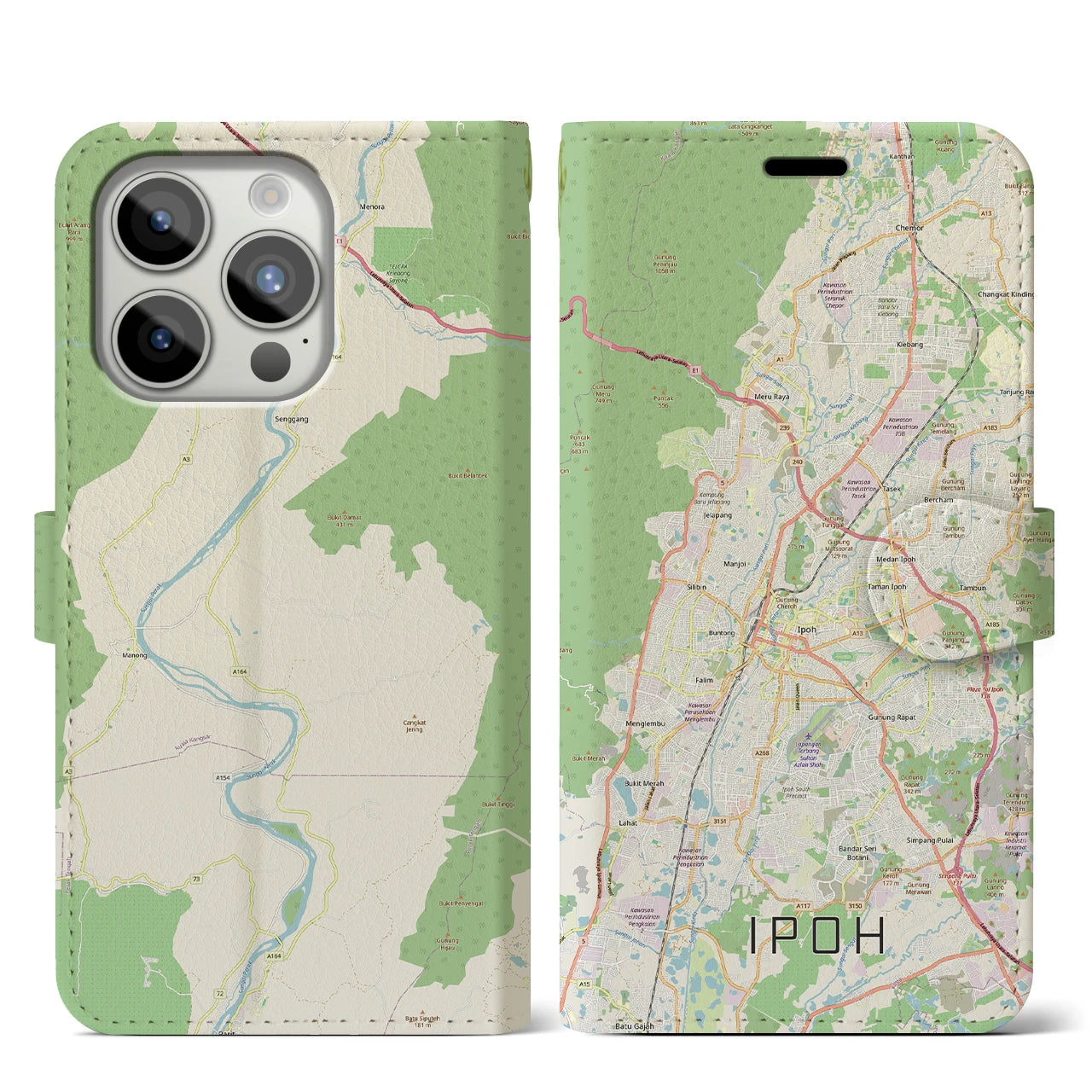 【イポー（マレーシア）】地図柄iPhoneケース（手帳タイプ）