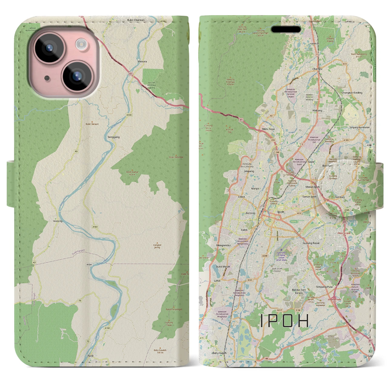 【イポー（マレーシア）】地図柄iPhoneケース（手帳タイプ）