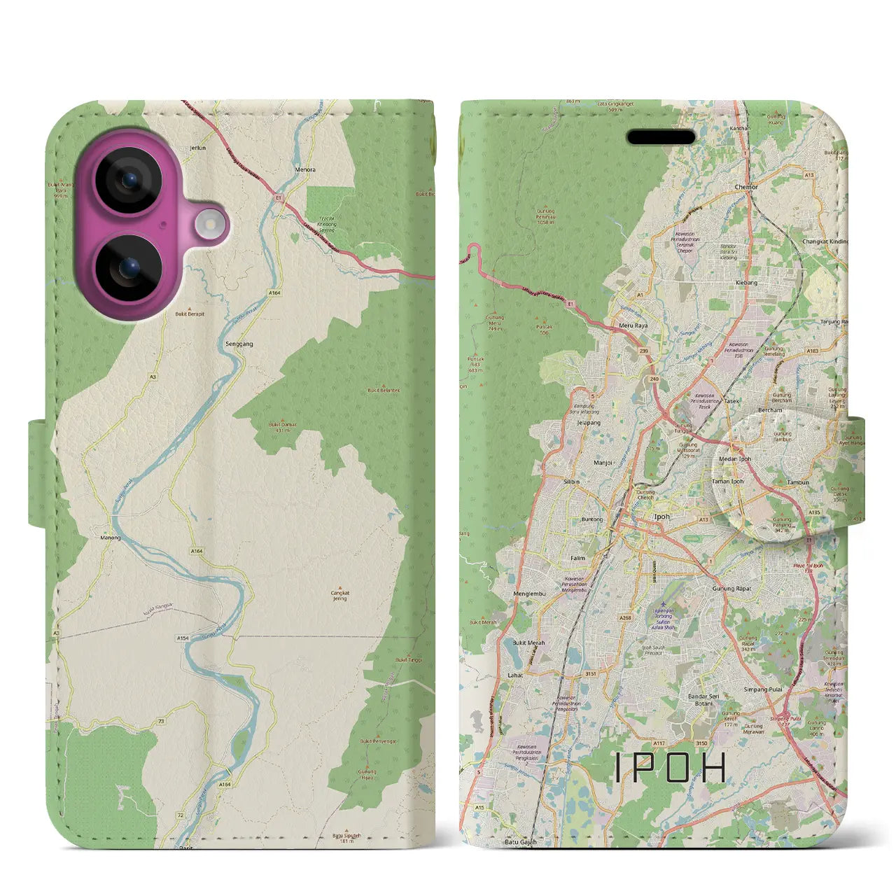 【イポー（マレーシア）】地図柄iPhoneケース（手帳タイプ）