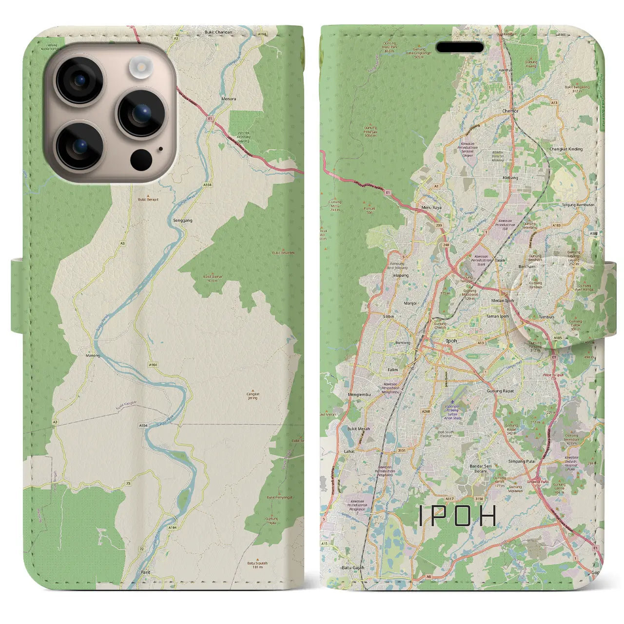 【イポー（マレーシア）】地図柄iPhoneケース（手帳タイプ）