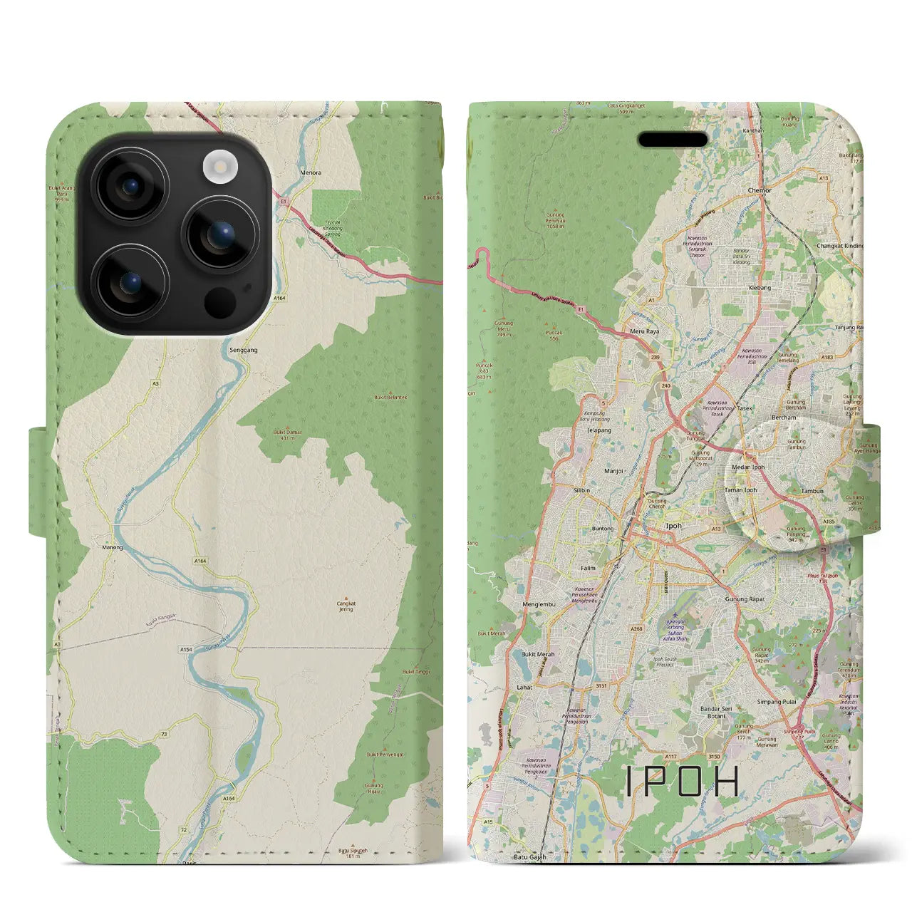 【イポー（マレーシア）】地図柄iPhoneケース（手帳タイプ）