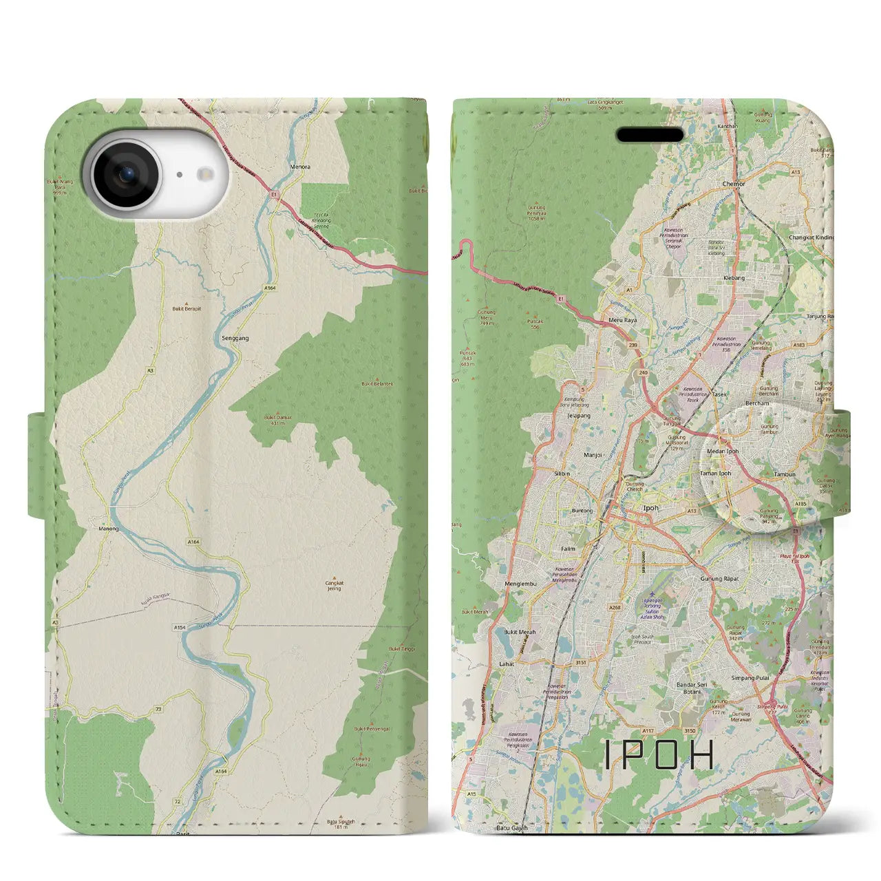 【イポー（マレーシア）】地図柄iPhoneケース（手帳タイプ）