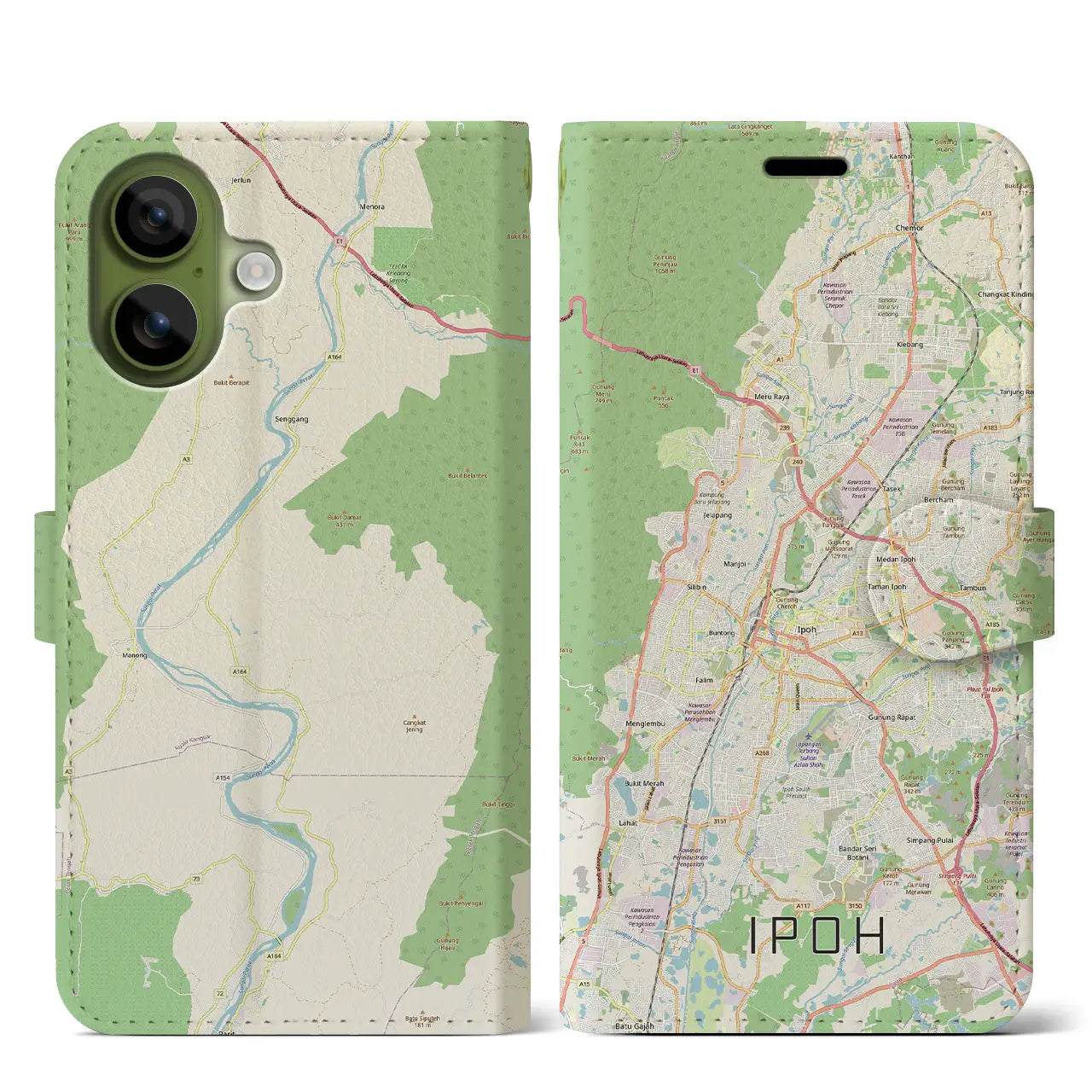 【イポー（マレーシア）】地図柄iPhoneケース（手帳タイプ）