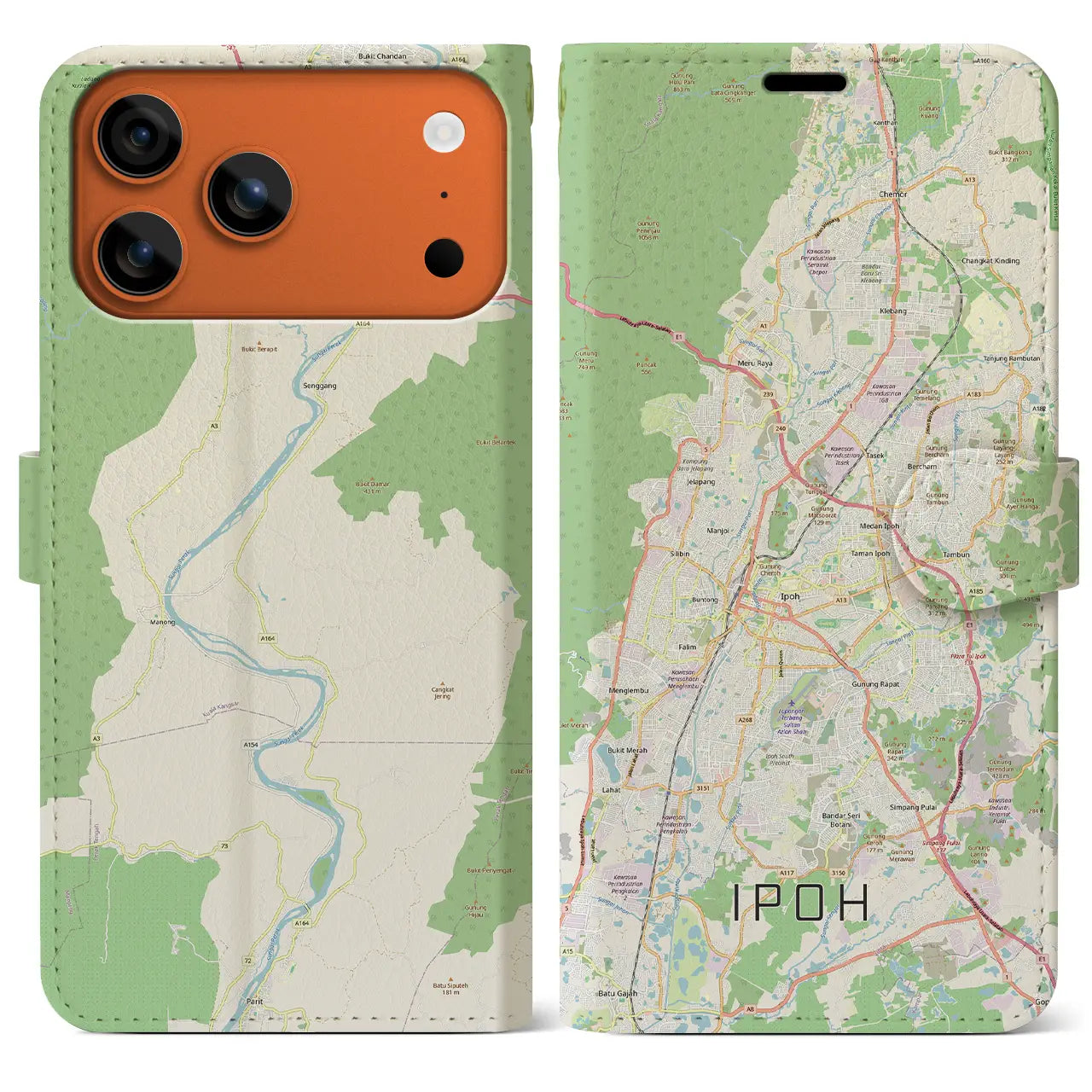 【イポー（マレーシア）】地図柄iPhoneケース（手帳タイプ）