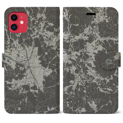 【入来（鹿児島県）】地図柄iPhoneケース（手帳タイプ）モノトーン・iPhone 11 用