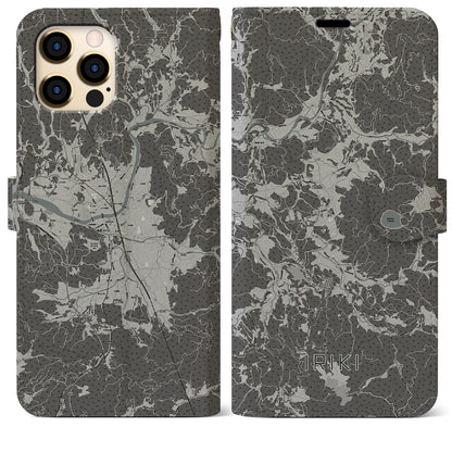 【入来（鹿児島県）】地図柄iPhoneケース（手帳タイプ）モノトーン・iPhone 12 Pro Max 用