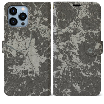 【入来（鹿児島県）】地図柄iPhoneケース（手帳タイプ）モノトーン・iPhone 13 Pro Max 用