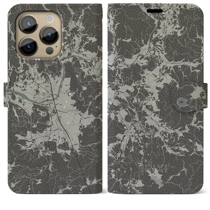 【入来（鹿児島県）】地図柄iPhoneケース（手帳タイプ）モノトーン・iPhone 14 Pro Max 用