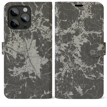 【入来（鹿児島県）】地図柄iPhoneケース（手帳タイプ）モノトーン・iPhone 15 Pro Max 用