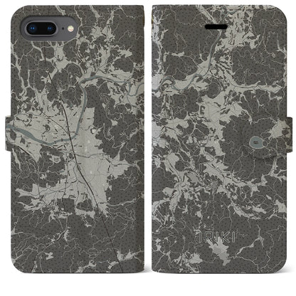 【入来（鹿児島県）】地図柄iPhoneケース（手帳タイプ）モノトーン・iPhone 8Plus /7Plus / 6sPlus / 6Plus 用