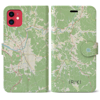 【入来（鹿児島県）】地図柄iPhoneケース（手帳タイプ）ナチュラル・iPhone 11 用