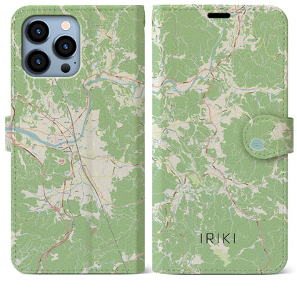 【入来（鹿児島県）】地図柄iPhoneケース（手帳タイプ）ナチュラル・iPhone 13 Pro Max 用