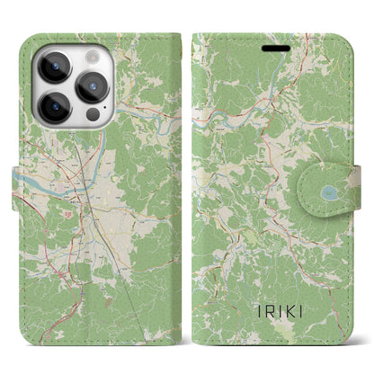 【入来（鹿児島県）】地図柄iPhoneケース（手帳タイプ）ナチュラル・iPhone 14 Pro 用