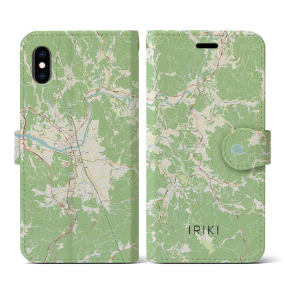 【入来（鹿児島県）】地図柄iPhoneケース（手帳タイプ）ナチュラル・iPhone XS / X 用