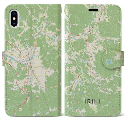 【入来（鹿児島県）】地図柄iPhoneケース（手帳タイプ）ナチュラル・iPhone XS Max 用