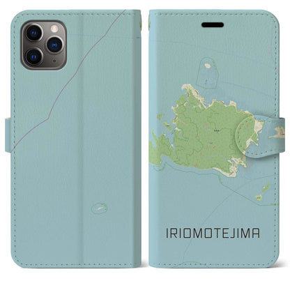 【西表島（沖縄県）】地図柄iPhoneケース（手帳タイプ）ナチュラル・iPhone 11 Pro Max 用