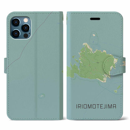 【西表島（沖縄県）】地図柄iPhoneケース（手帳タイプ）ナチュラル・iPhone 12 / 12 Pro 用
