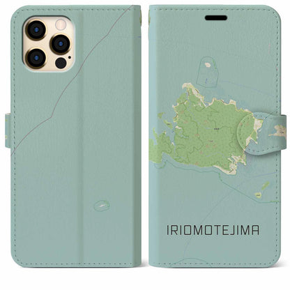 【西表島（沖縄県）】地図柄iPhoneケース（手帳タイプ）ナチュラル・iPhone 12 Pro Max 用