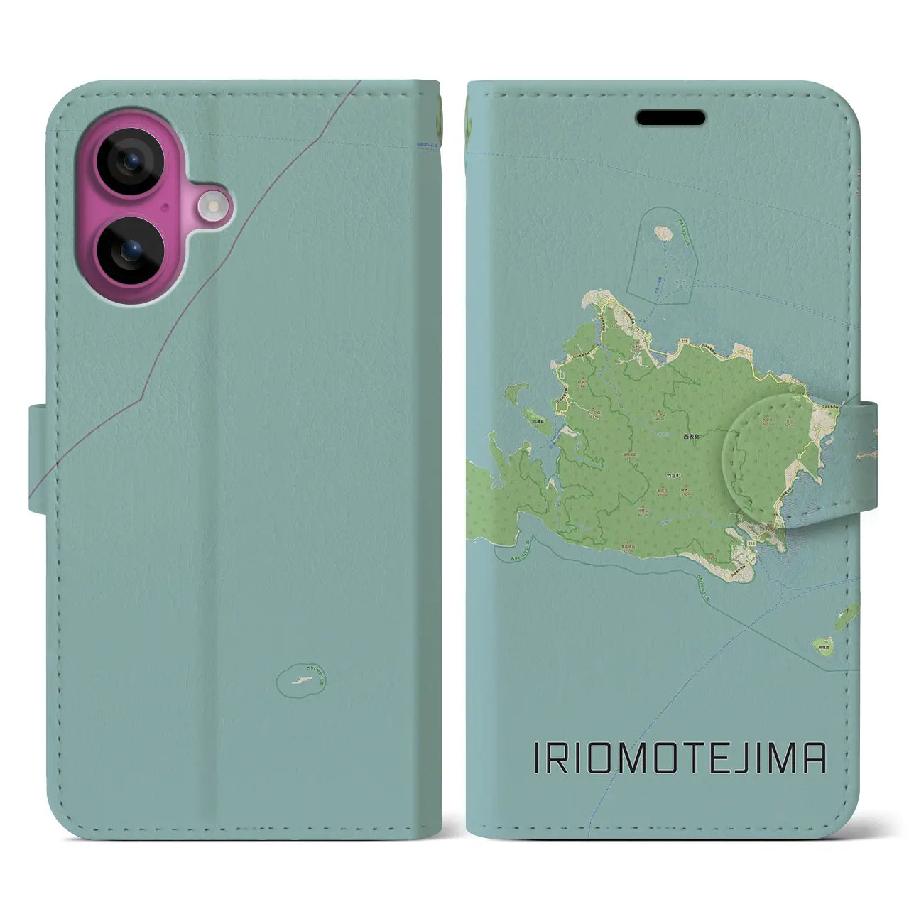 【西表島（沖縄県）】地図柄iPhoneケース（手帳タイプ）ナチュラル・iPhone 16 Pro 用