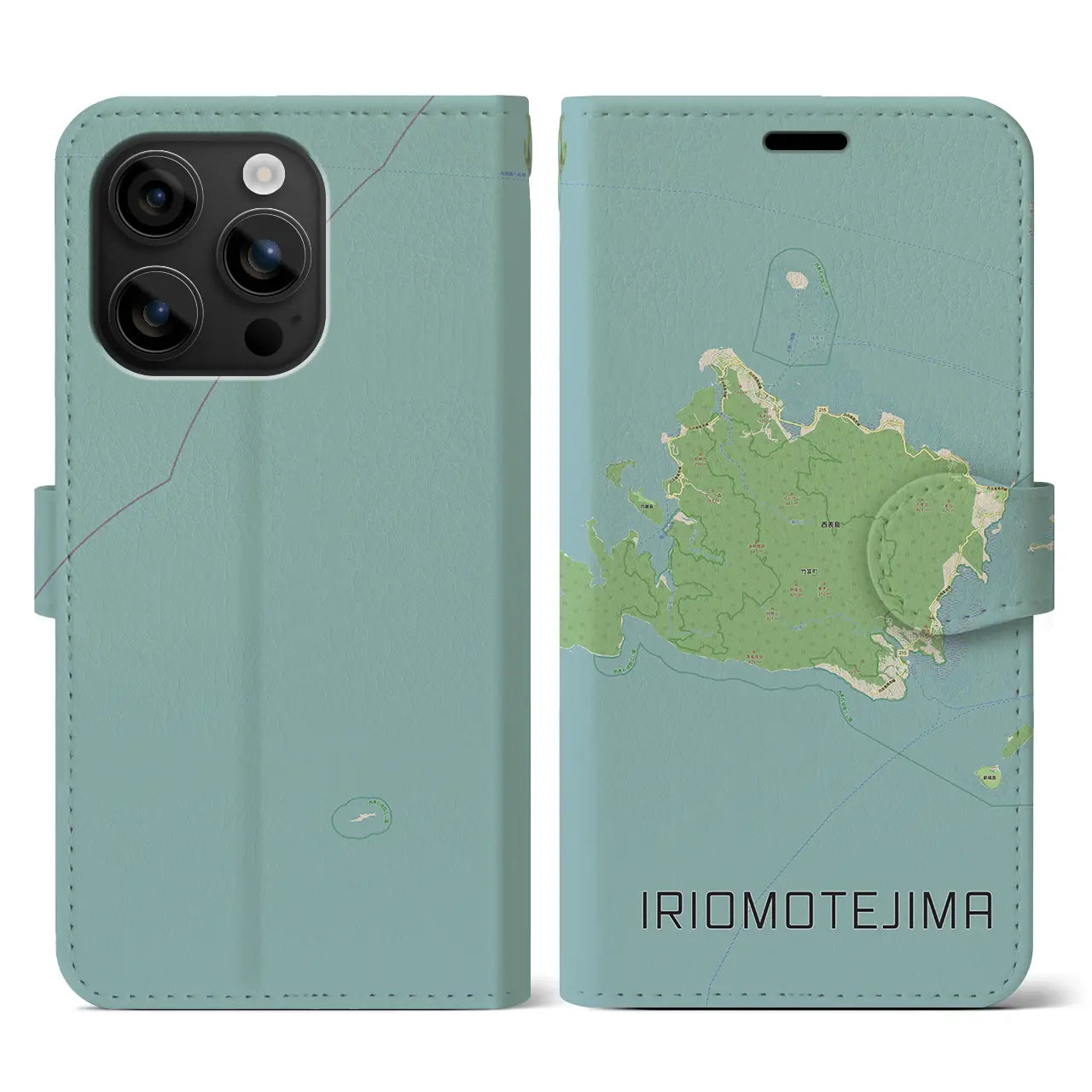 【西表島（沖縄県）】地図柄iPhoneケース（手帳タイプ）ナチュラル・iPhone 16 用