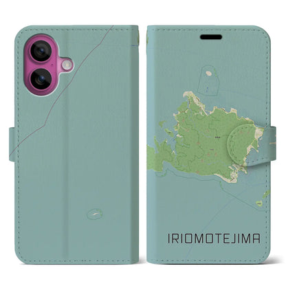 【西表島（沖縄県）】地図柄iPhoneケース（手帳タイプ）ナチュラル・iPhone 16 Pro 用