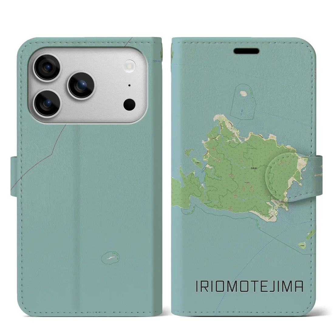 【西表島（沖縄県）】地図柄iPhoneケース（手帳タイプ）ナチュラル・iPhone 17 Pro Max 用