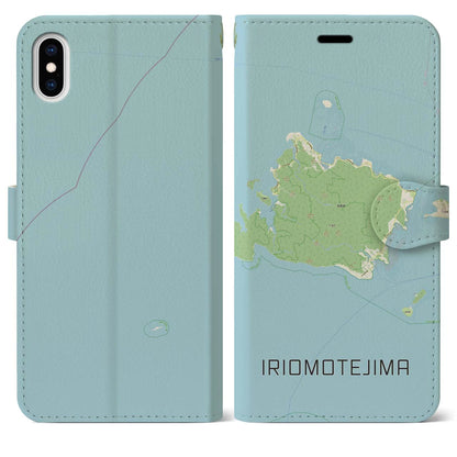 【西表島（沖縄県）】地図柄iPhoneケース（手帳タイプ）ナチュラル・iPhone XS Max 用