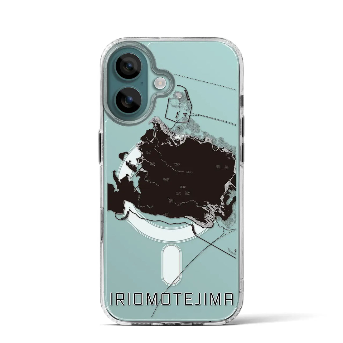 【西表島(沖縄県)】地図柄iPhoneケース(MagSafeタイプ)モノトーン・iPhone 16 Pro 用