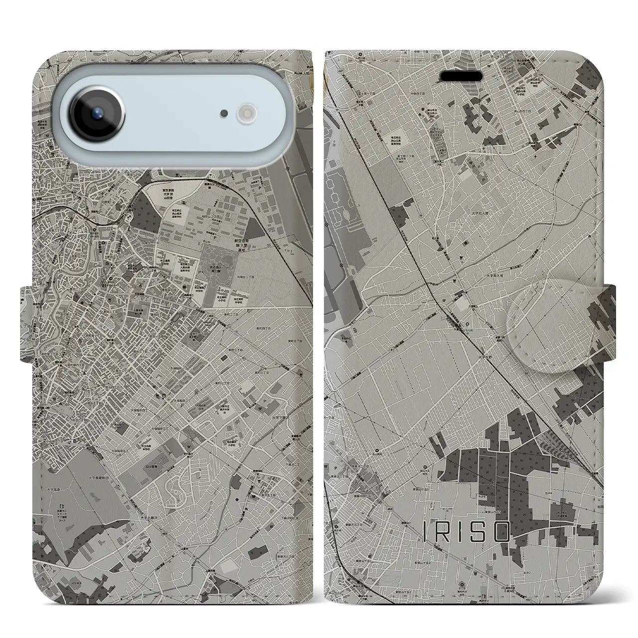 【入曽（埼玉県）】地図柄iPhoneケース（手帳タイプ）