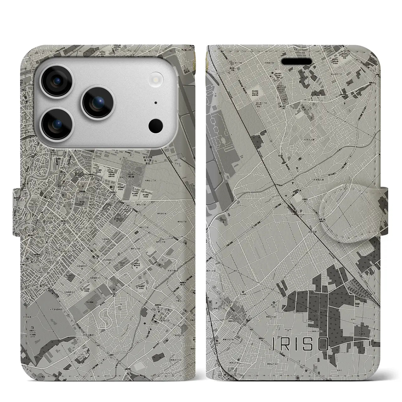 【入曽（埼玉県）】地図柄iPhoneケース（手帳タイプ）