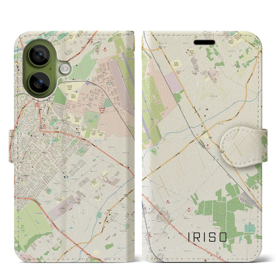 【入曽（埼玉県）】地図柄iPhoneケース（手帳タイプ）モノトーン・iPhone 17 Pro Max 用