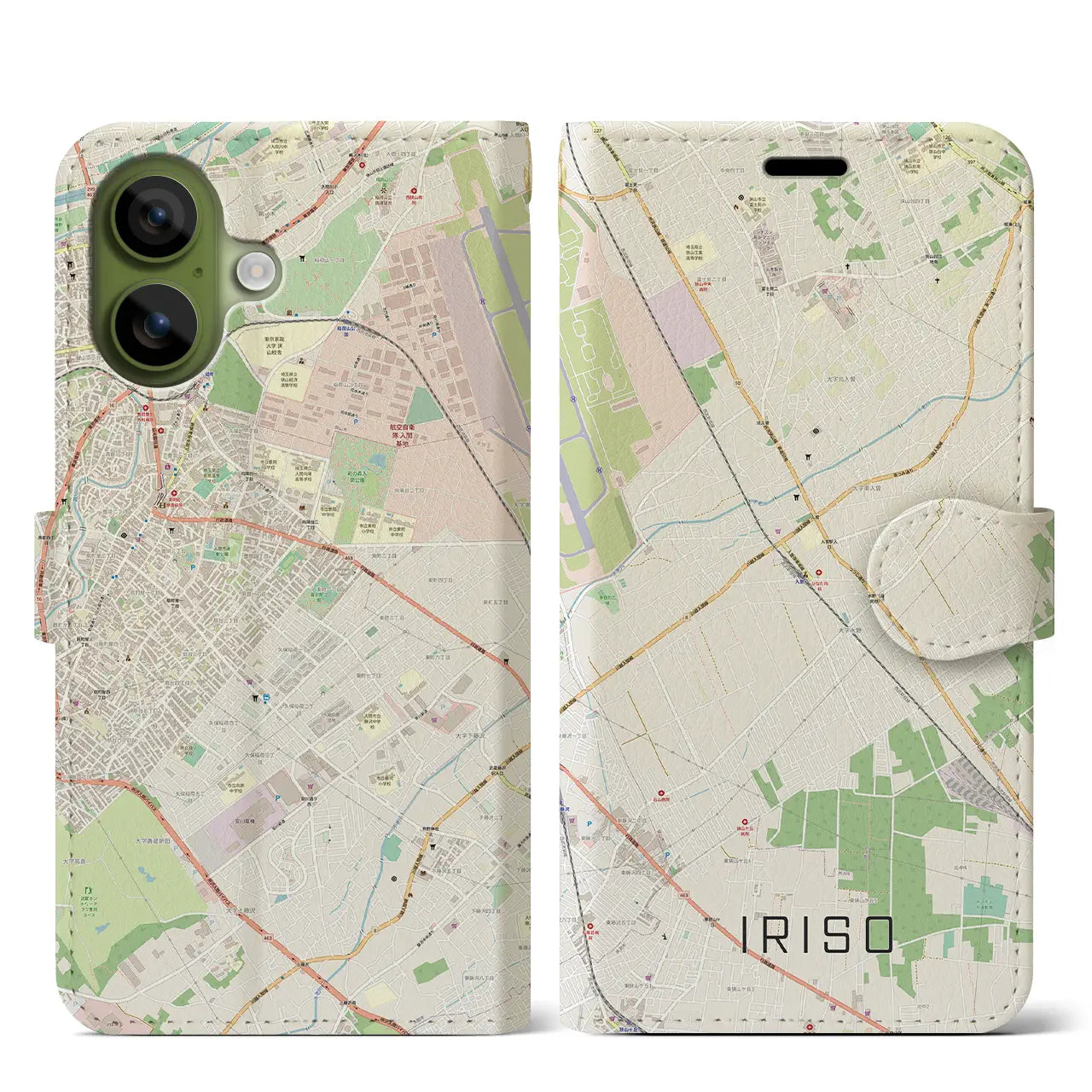 【入曽（埼玉県）】地図柄iPhoneケース（手帳タイプ）