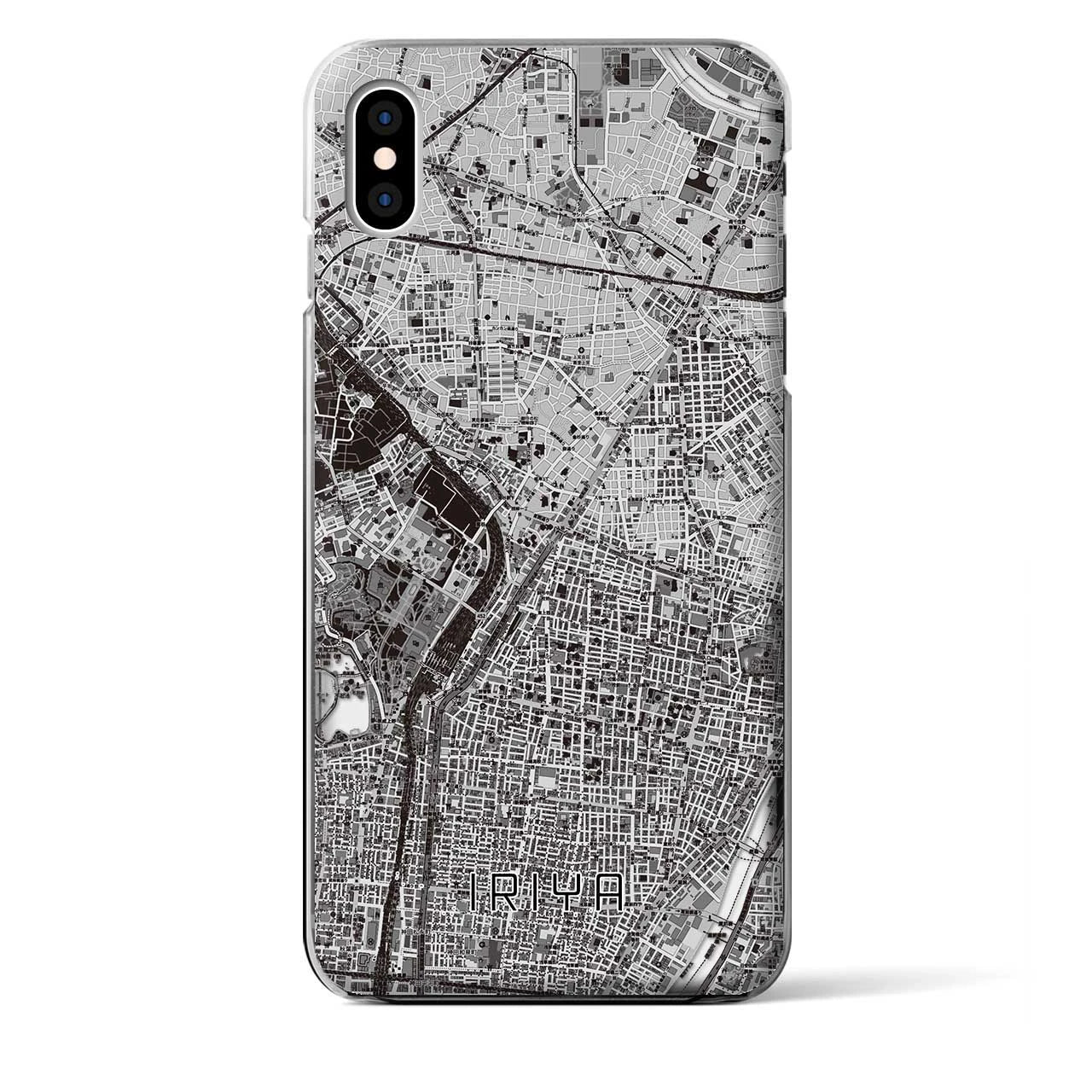 【入谷（東京都）】地図柄iPhoneケース（クリアタイプ）モノトーン・iPhone XS Max 用