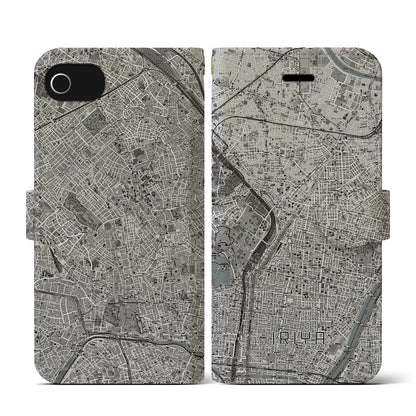【入谷（東京都）】地図柄iPhoneケース（手帳タイプ）モノトーン・iPhone SE（第3 / 第2世代） / 8 / 7 / 6s / 6 用