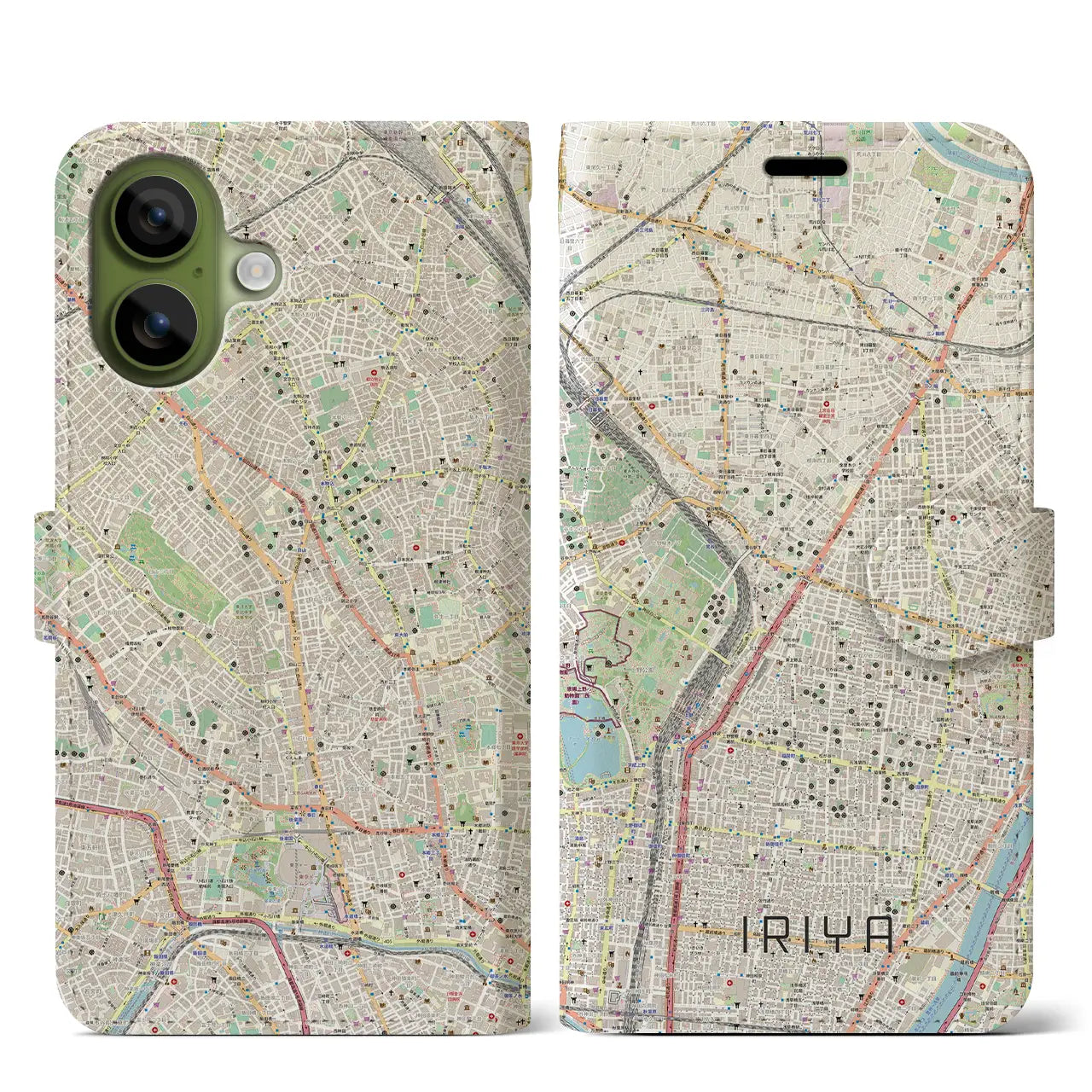 【入谷（東京都）】地図柄iPhoneケース（手帳タイプ）