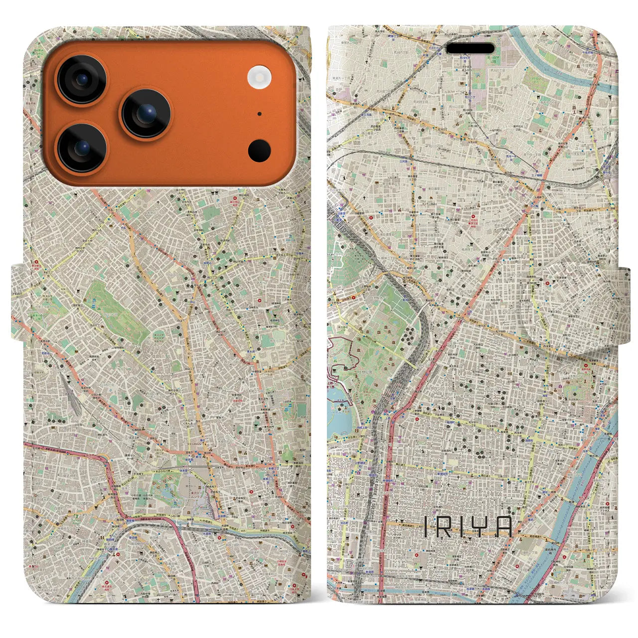 【入谷（東京都）】地図柄iPhoneケース（手帳タイプ）