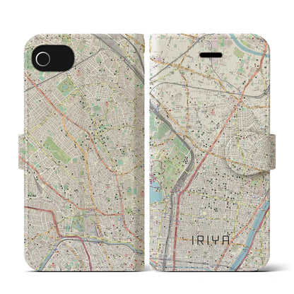 【入谷（東京都）】地図柄iPhoneケース（手帳タイプ）ナチュラル・iPhone SE（第3 / 第2世代） / 8 / 7 / 6s / 6 用