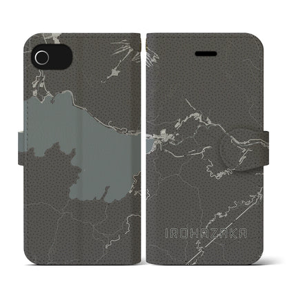 【いろは坂（栃木県）】地図柄iPhoneケース（手帳タイプ）モノトーン・iPhone SE（第3 / 第2世代） / 8 / 7 / 6s / 6 用
