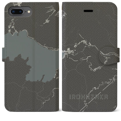 【いろは坂（栃木県）】地図柄iPhoneケース（手帳タイプ）モノトーン・iPhone 8Plus /7Plus / 6sPlus / 6Plus 用
