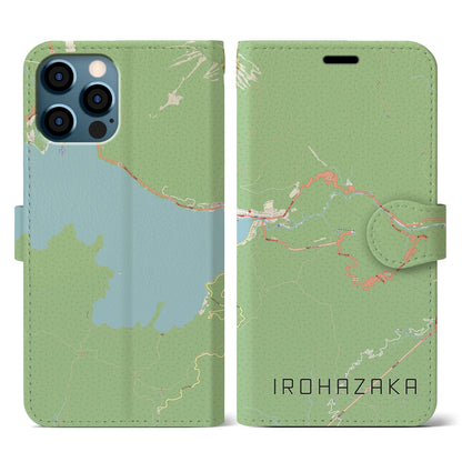 【いろは坂（栃木県）】地図柄iPhoneケース（手帳タイプ）ナチュラル・iPhone 12 / 12 Pro 用