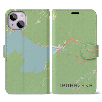 【いろは坂（栃木県）】地図柄iPhoneケース（手帳タイプ）ナチュラル・iPhone 14 用