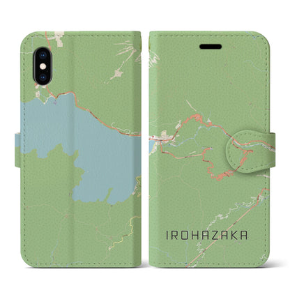 【いろは坂（栃木県）】地図柄iPhoneケース（手帳タイプ）ナチュラル・iPhone XS / X 用