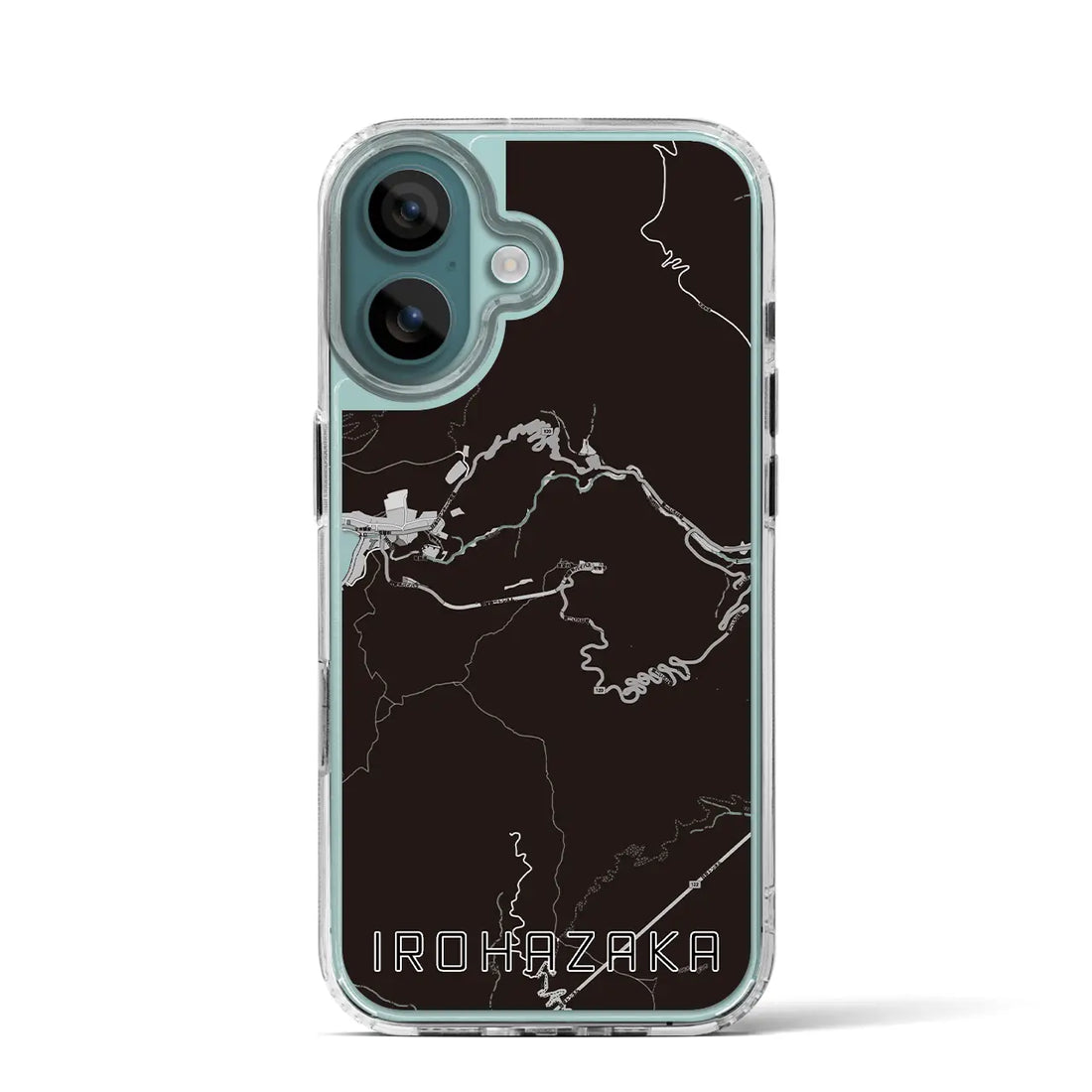 【いろは坂（栃木県）】地図柄iPhoneケース（MagSafeタイプ）モノトーン・iPhone 16 Pro 用