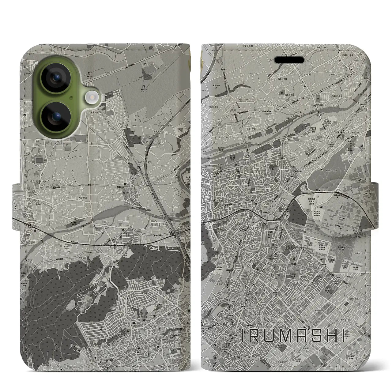 【入間市（埼玉県）】地図柄iPhoneケース（手帳タイプ）