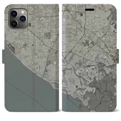 【アーバイン（アメリカ）】地図柄iPhoneケース（手帳タイプ）モノトーン・iPhone 11 Pro Max 用