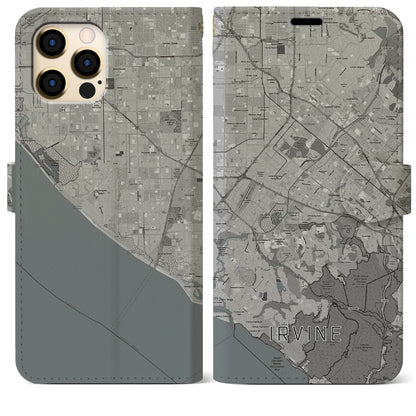 【アーバイン（アメリカ）】地図柄iPhoneケース（手帳タイプ）モノトーン・iPhone 12 Pro Max 用