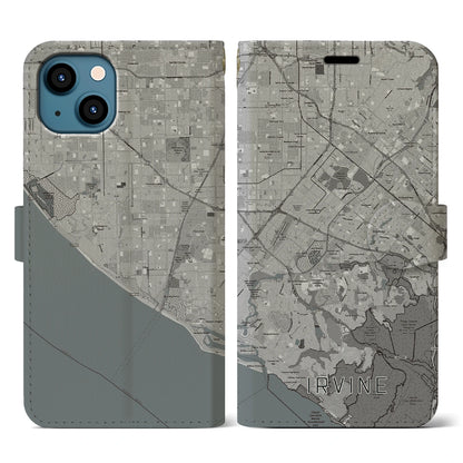 【アーバイン（アメリカ）】地図柄iPhoneケース（手帳タイプ）モノトーン・iPhone 13 用